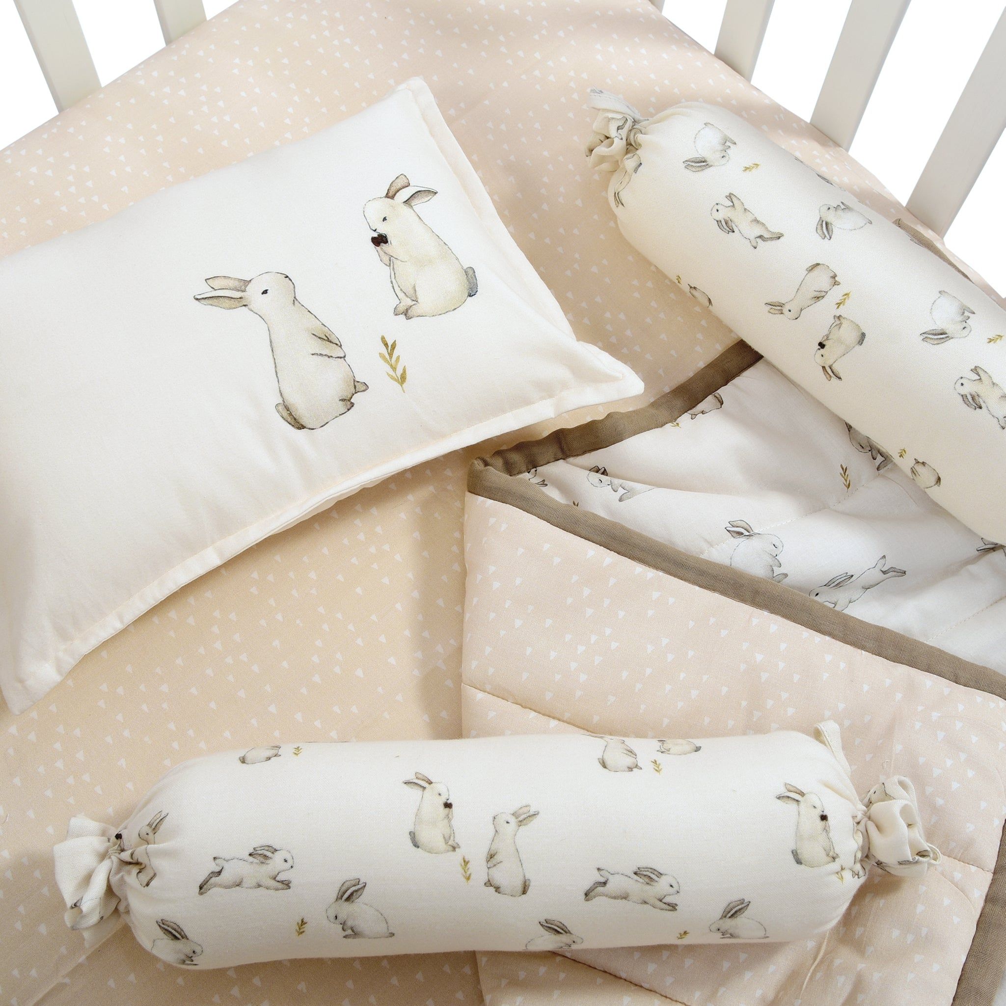 Enchanted Bunny Muslin Cot Bedding Set with blanket